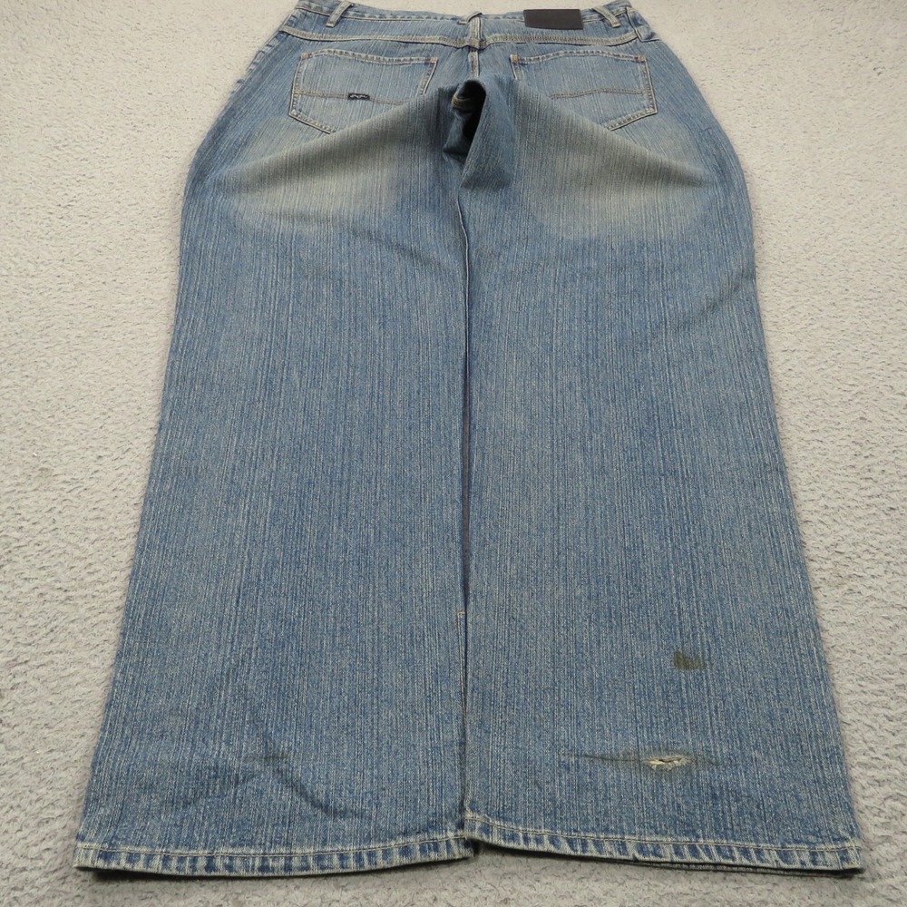 Sean John Baggy Jeans Mens 36 Skater Y2K Grunge Pipes Wide Leg Embroidered Blue